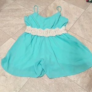 Sage Mint colored Jumpsuit with Lace Trim